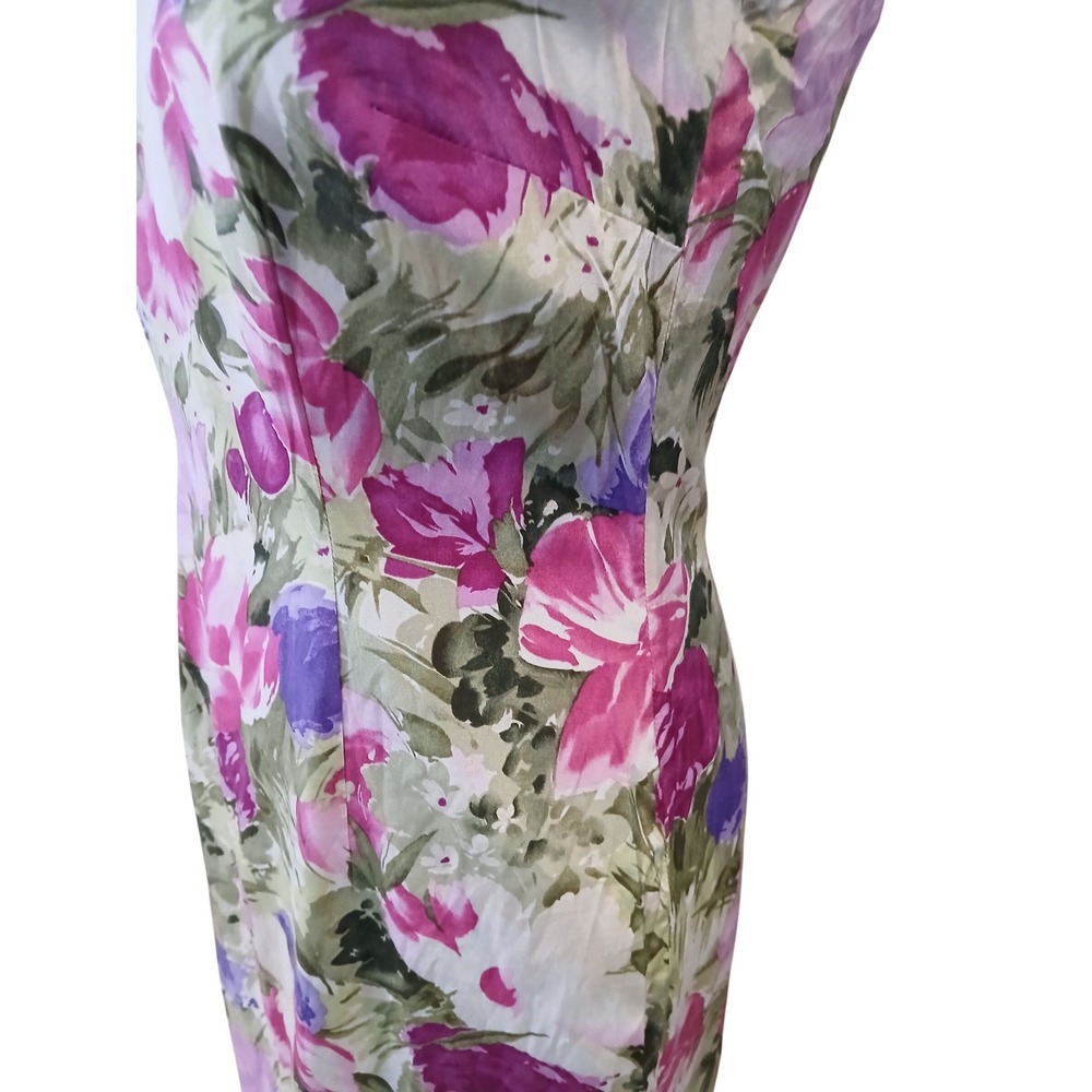 Vtg Ann Taylor Floral Silk Blend Dress Size 4 Scoop Neck Knee Length Cottagecore - Picture 4 of 11